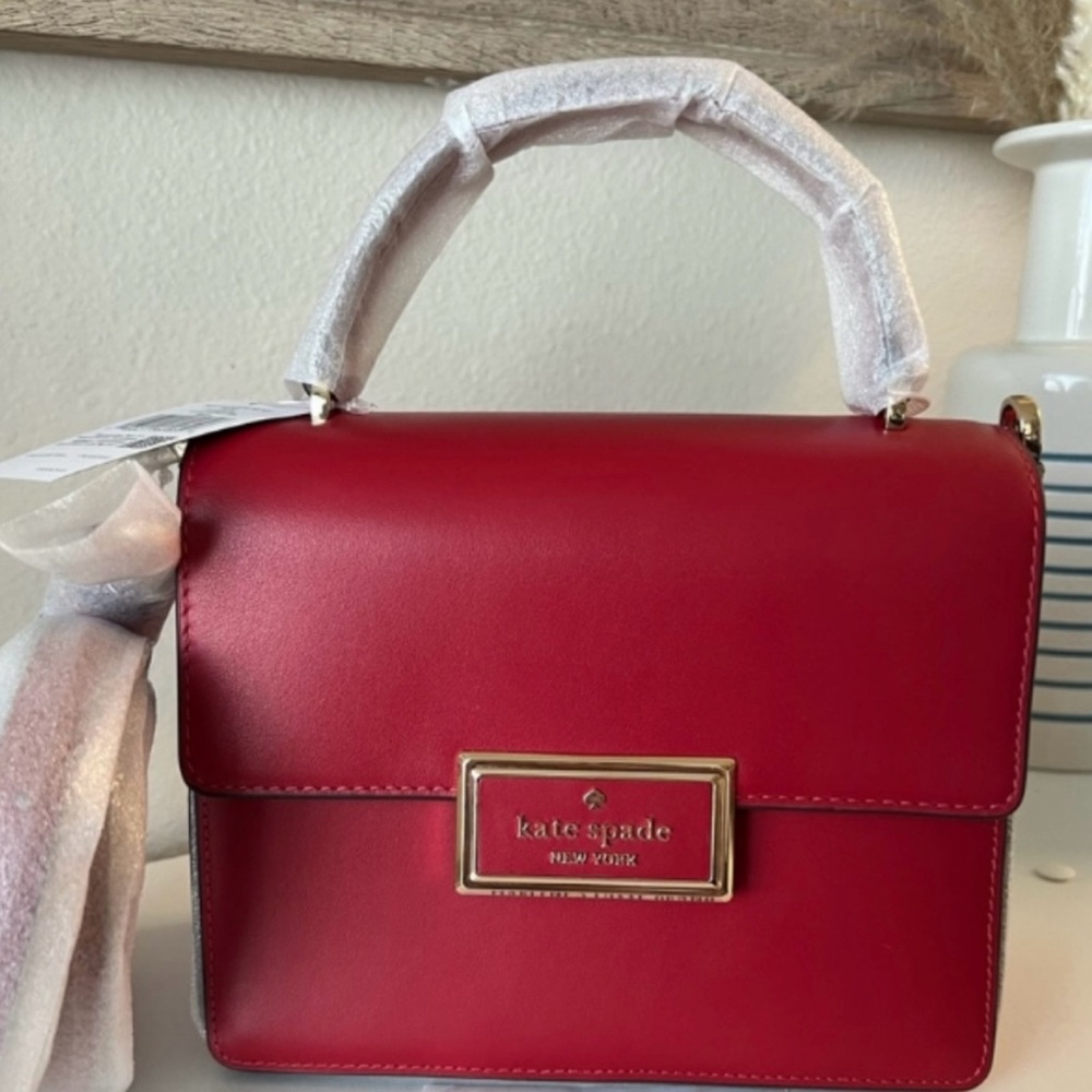 NWT Kate Spade Reegan Red Leather, Top Handle & Crossbody Bag - Picture 6 of 8